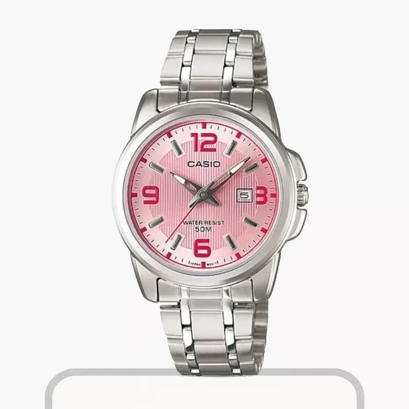 Casio Enticer Pink Dial Triple-fold Ladies Watch- LTP-1314D-5A